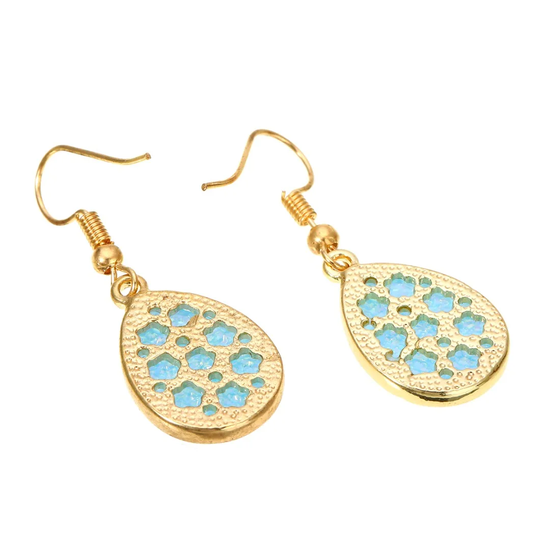 Women Druzy Crystals Teardrop Dangle Earrings Colorful Waterdrop Earrings Simple Drusy Jewelry Femme Brincos 5 Colors