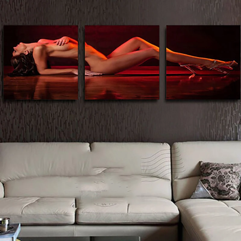 3 Pieces Set Sexy Girl Wall Art Picture Nude Modern Home Decoration Living Room Or Bedroom Canvas Print Painting Wall Picture