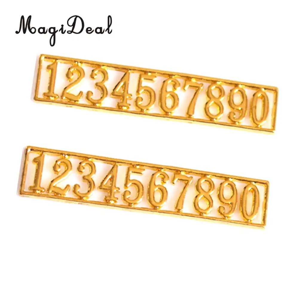 MagiDeal Vintage Design 1/12 Scale Golden Dolls House Miniature Set of Metal Numbers 0-9 Door for Office Bedroom Bar Pub Acce