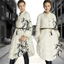 Дизайн зимняя куртка женская пуховая парка 90% утиный пух пальто средней длины пальто Женская Печать Высокое качество Стеганая курточка