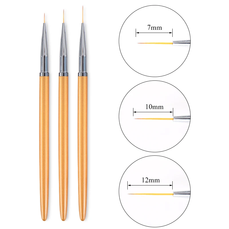 MeetAcross 3 шт. набор кистей для рисования карандаши тонкие профессиональные металлические ручки для полировки краски для рисования Kolinsky Nail Art Кисти тонкие - Цвет: AW6112