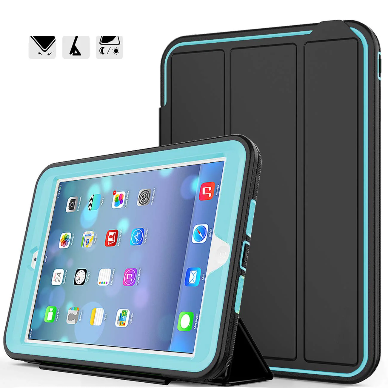 Для iPad Mini 1/2/3 Retina безопасный противоударный жесткий силиконовый чехол с функцией