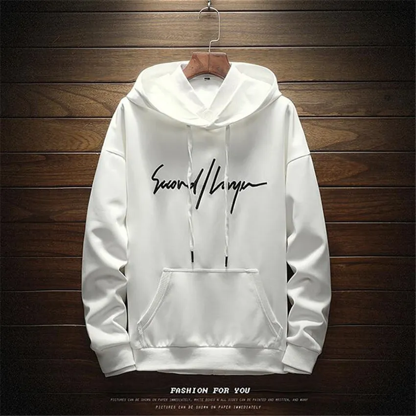 

Autumn New Stitching Men Hoodies Sweatshirts Casual English Letter Printing Men Sweatshirts Loose Round Neck Hooded Men Hoodies