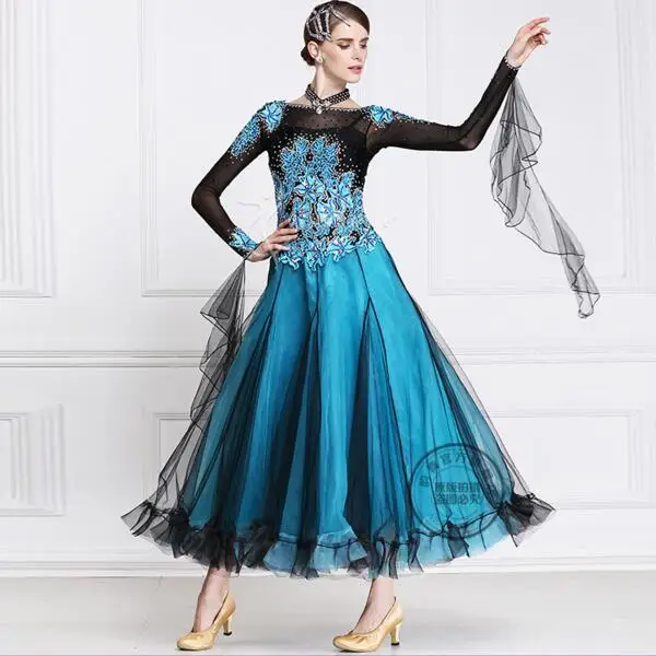 Платье для бальных танцев новейший дизайн женское современное платье для Танго/стандартный костюм для Бальных соревнований B-15109