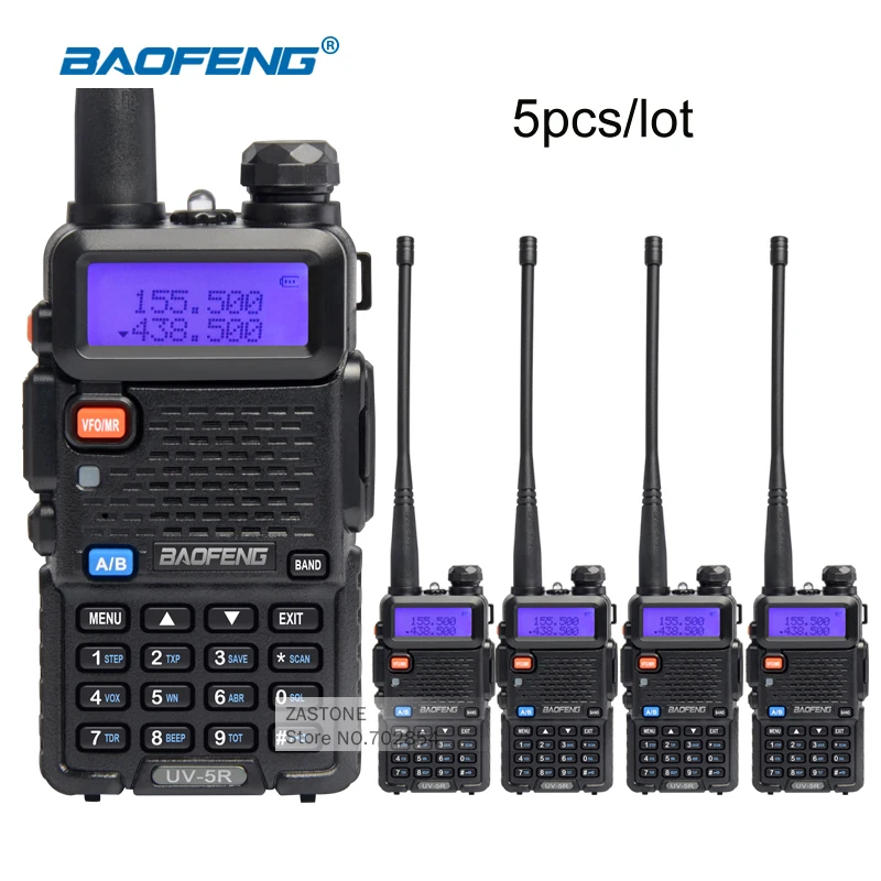 imágenes para 5 unid/lote BaoFeng UV-5R VHF Interphone 136-174 UHF 400-520 MHz Transceptor de Doble Banda de Radio de Dos Vías UV5R Walkie Talkie Portátil imágenes para 5 unid/lote BaoFeng UV-5R VHF Interphone 136-174 UHF 400-520 MHz Transceptor de Doble Banda de Radio de Dos Vías UV5R Walkie Talkie Portátil