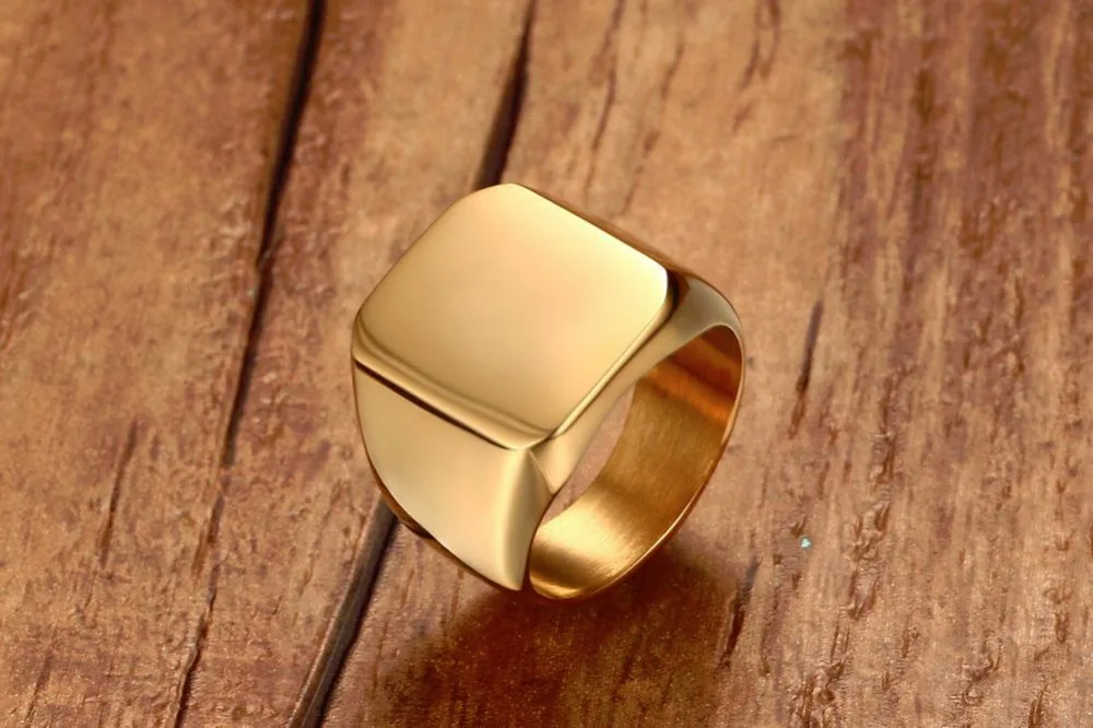 Classic Mens Rings Stainless Steel Band Biker Signet Style Ring Men Polished Fashion Jewelry bague  anel masculino Gold Silver Black 13