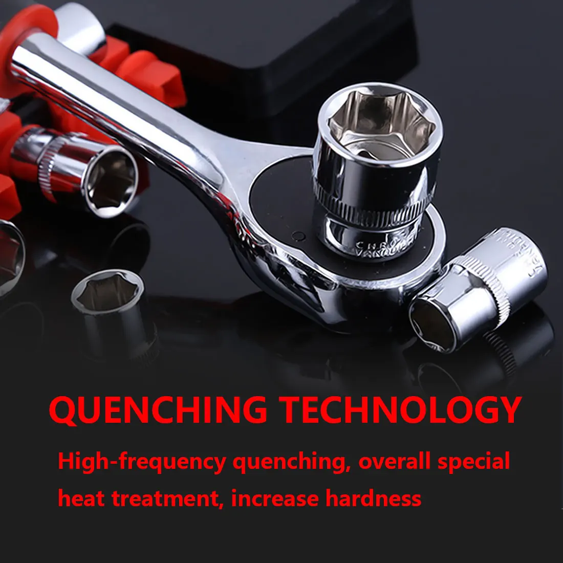 

12pcs 1/4-Inch ( 6.3MM ) Socket Wrench Set CR-V Drive Ratchet Wrench Spanner for Bicycle Motorcycle Car Repairing Tool Set