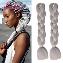 24″ Pure Grey Crochet Hair Ombre Kanekalon Braiding Hair Gray 100g Synthetic Crochet Braids Hair Kanekalon Jumbo Box Bulk Hair