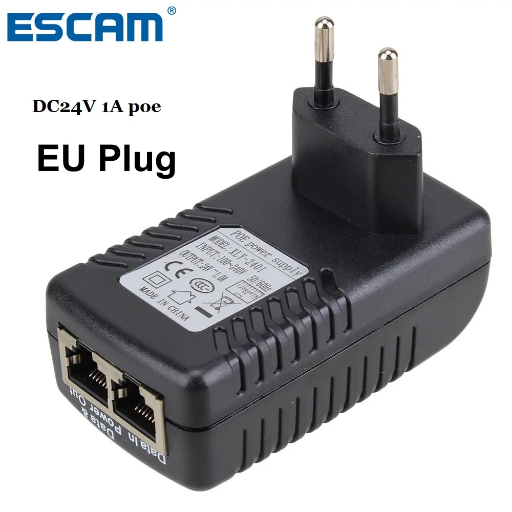 ESCAM DC24V 1A 24 Вт Инжектор POE для ip-видеонаблюдения Камера Инжектор POE коммутатор Ethernet адаптер eu/us/uk/au Стандартный дополнительно