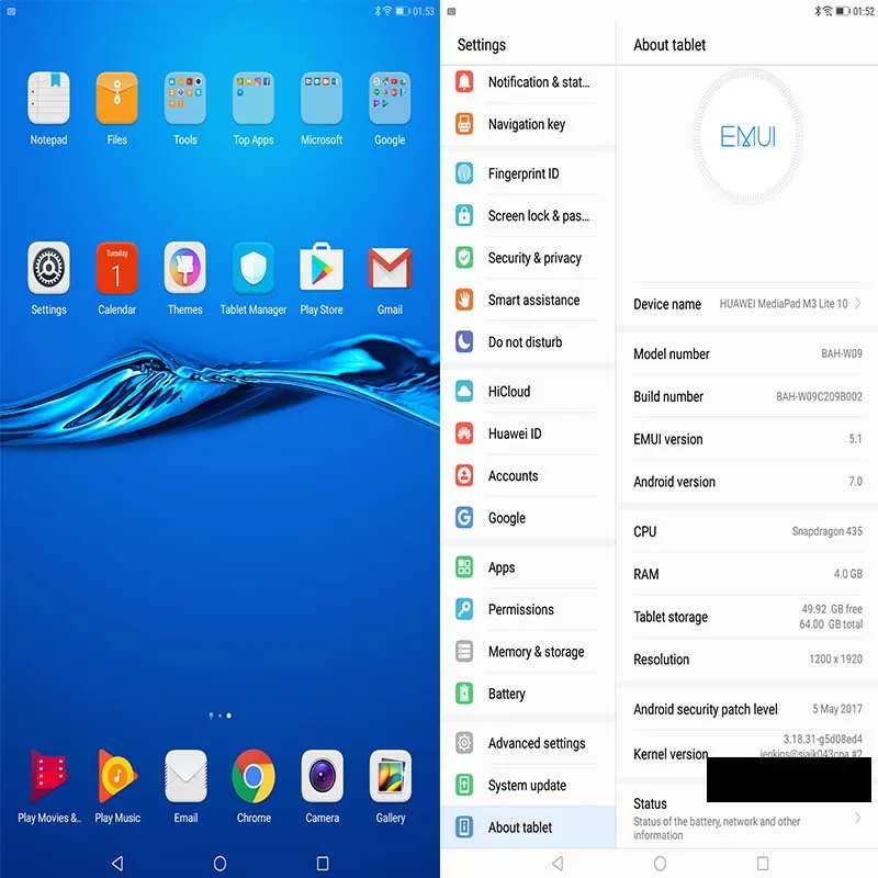 10 1 дюймовый Планшет Huawei Mediapad M3 Lite Восьмиядерный 6660 мАч Android 7 0 MSM8940 11920*1200 8 МП