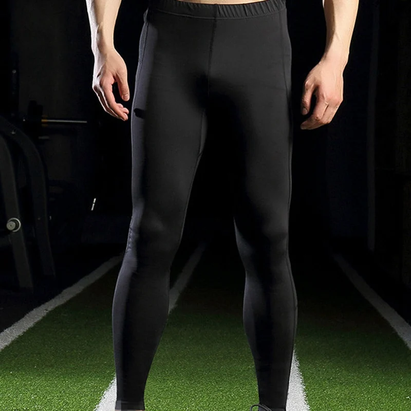 Мужские компрессионные штаны эластичные анти-пот дышащие Светоотражающие спортивные беговые Фитнес Тренировочные нижнее бельё трико леггинсы