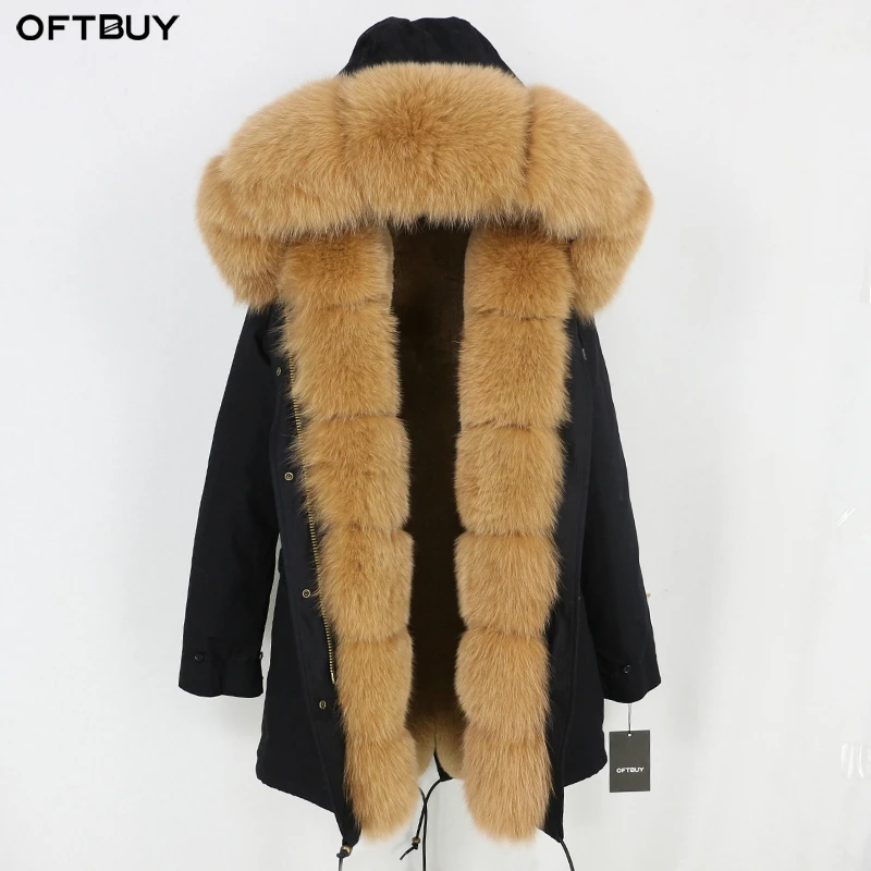 

OFTBUY 2019 Winter Jacket Women Real Fox fur Coat Long Parka Natural Fox Fur Hood Brand Parkas Thick Warm Streetwear Detachable