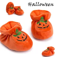 Jolie citrouille d'halloween pour bébés filles et garçons décontracté, chaussures berceau, en coton, à taille élastique, de 0 à 18M, chaussures berceau