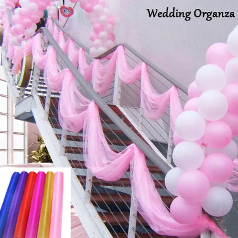 

HAOCHU 1.5mx60m Crystal Organza Fabric for Stairs Stage Table Decor Tulle Roll For Wedding Mariage Birthday Party DIY Decoration