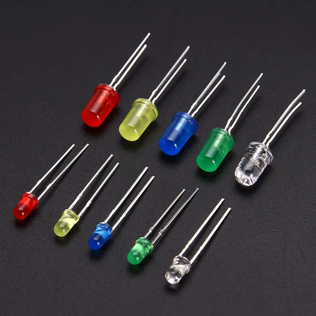 Mayitr 5 Colors 200pcs 3mm & 5mm LED Diode Light Assorted Kit White Yellow Red Green Blue Electronic Component DIY Set