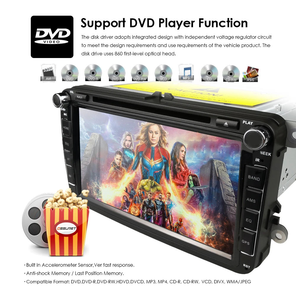 Flash Deal Ossuret 2Din 8Inch Car DVD Player For V W/Volkswagen/Passat/POLO/GOLF/Skoda/Seat/Leon DAB+ GPS RDS SWC rear camera FM/AM radio 15