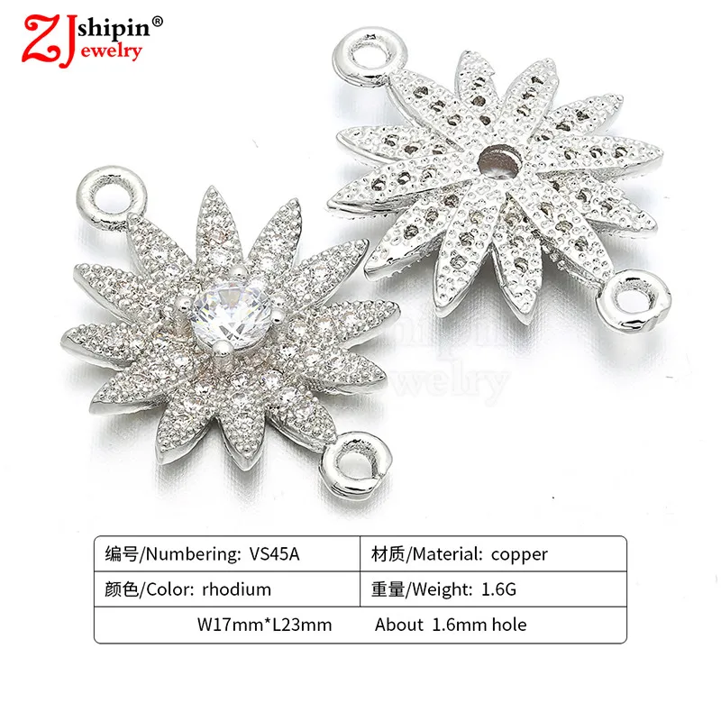 

New micro inlaid zircon CZ flower shape jewelry connector accessories suitable for DIY bracelet necklace jewelry production