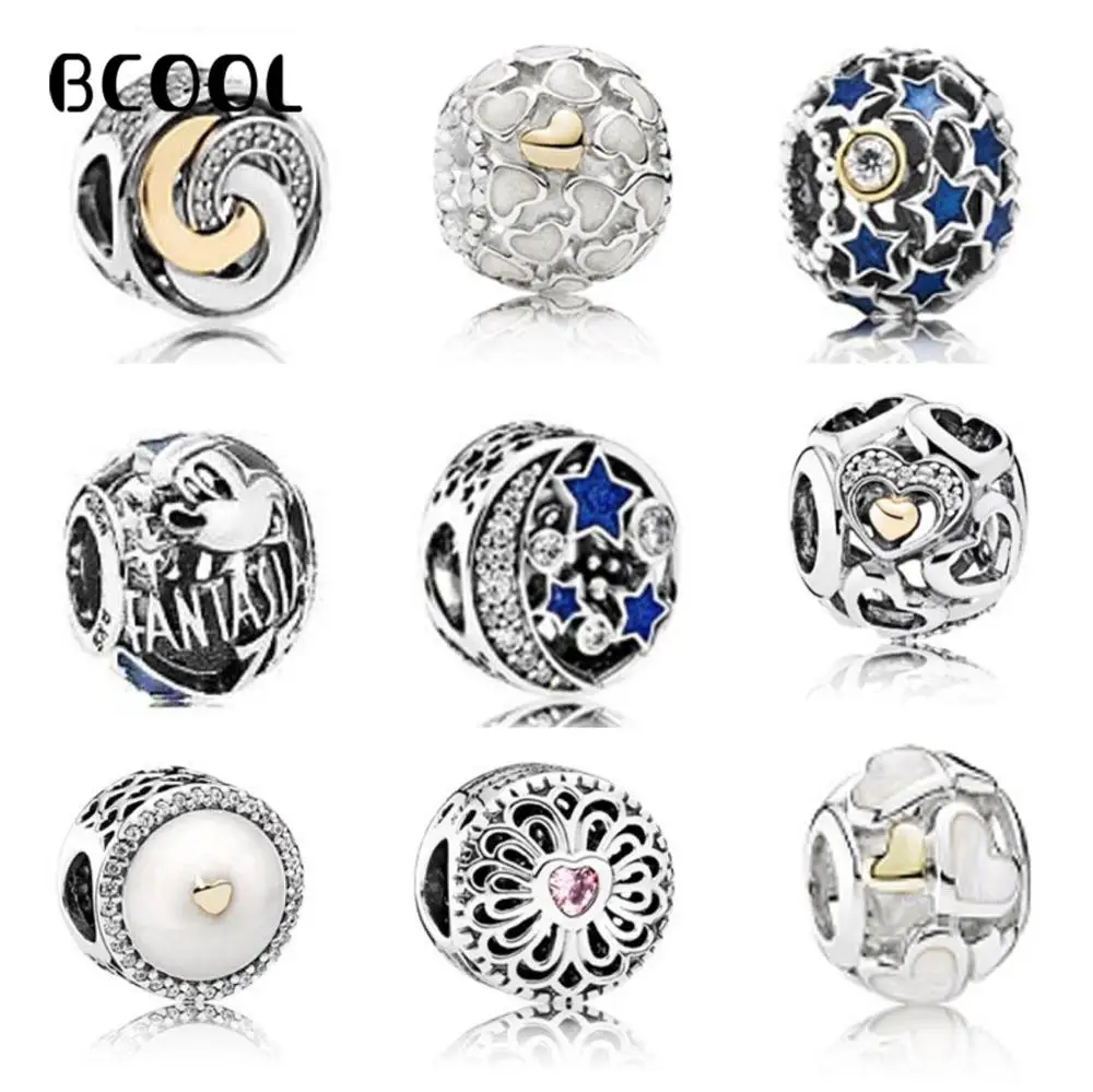 

100%925 Sterling Silver Beads, 1:1 Original Reproduction, Suitable For Women Pan Bracelet Crystal Beads In Various Shapes