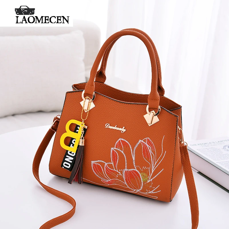 Luxury Chinese Brand Women Flower Handbags Tassels B Shoulder Bags For