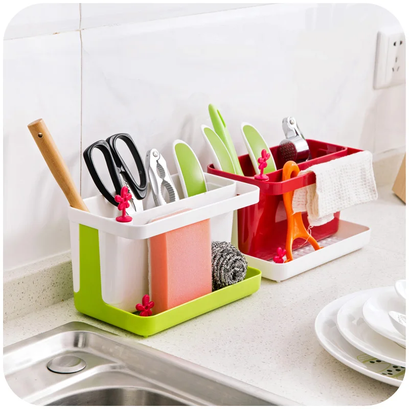 

1PC Multifunctional Kitchen Organizer Towel Shelf Plastic Small Spice Storage Rack Sponge Holder Drainer Rack