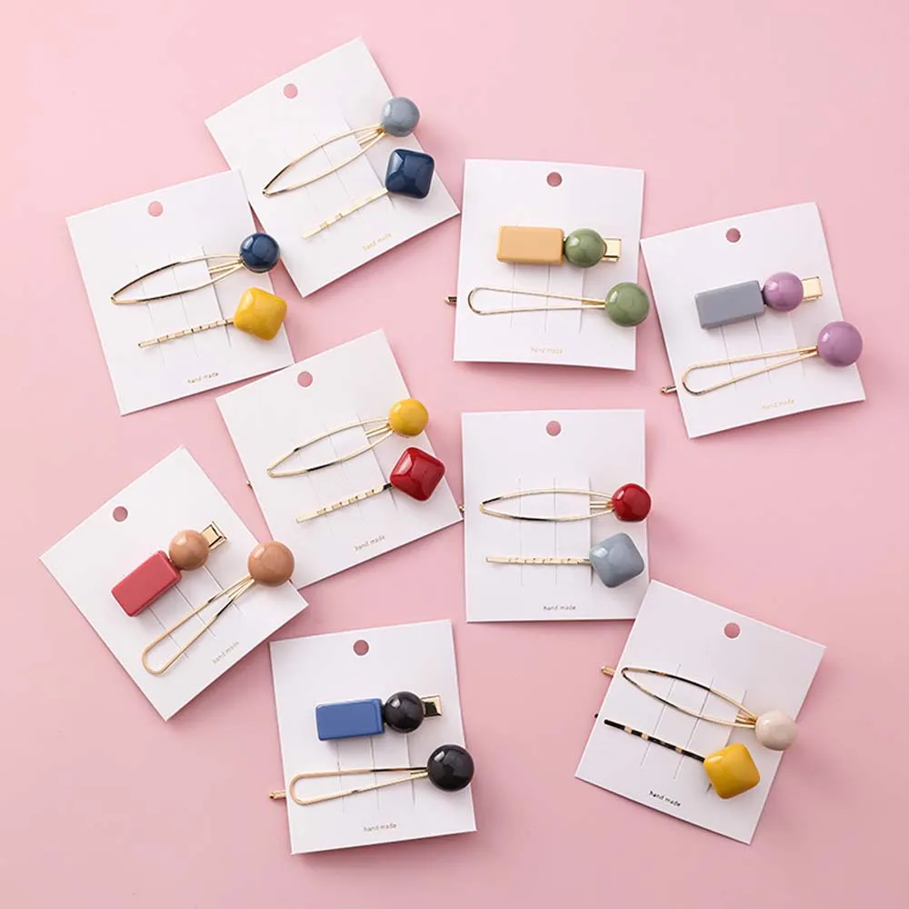 

2pcs Set Hot Selling Korean Cute Candy Color Round Hair Clips Girls Metal Hairpins Headwear Accessories Kids Gifts