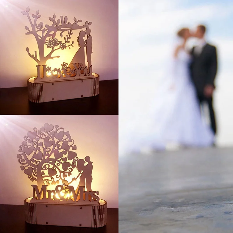Деревянные украшения DIY ночник Mr & Mrs свадебное украшение деревенский декор для