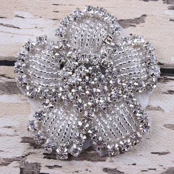 

10pcs/lot Handmade sewing on/hotfix Flower Rhinestone Beaded Applique Patch factory directly sale