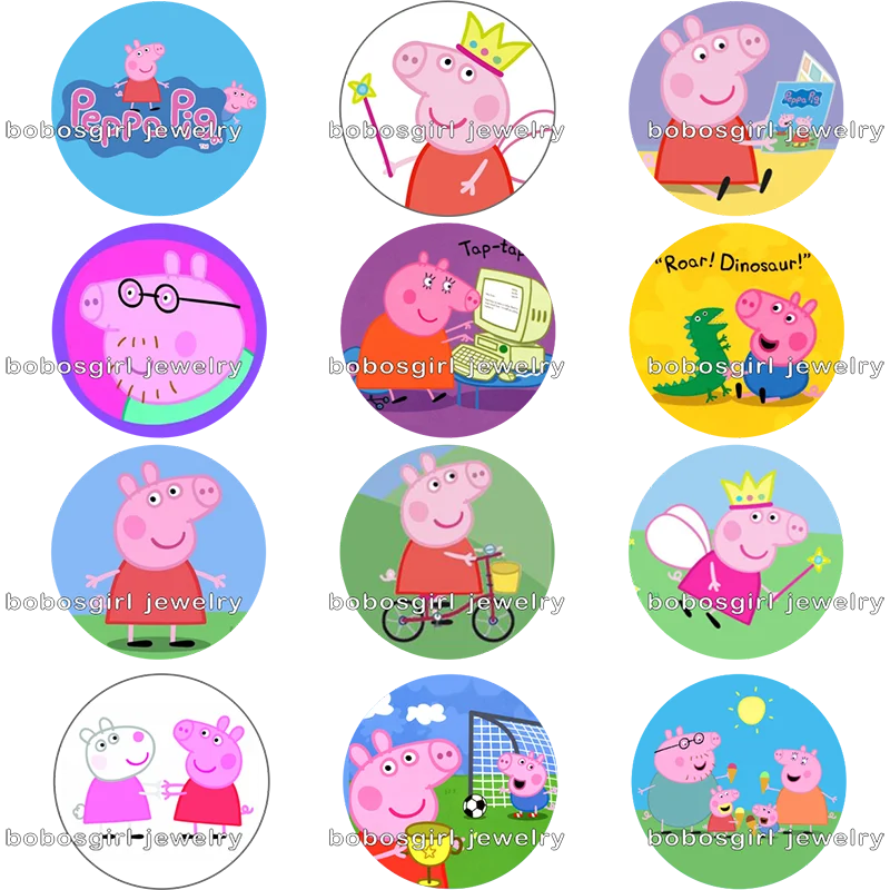 

cartoon pig glass snap button jewelry photo glass cabochon Gl8731