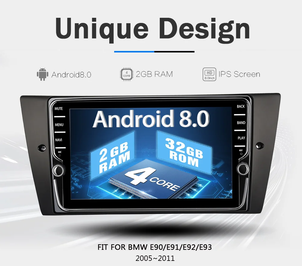 Discount Funrover IPS android 8.0 2 din car dvd radio multimedia player for BMW 320 328 3 Series E90 E91 E92 E93 whit gps tape recorder 16