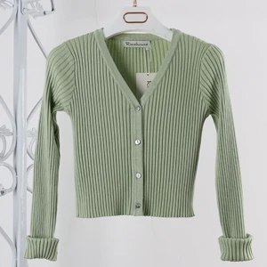 Кардиган модный вязаный свитер накидка Болеро осень свитер женские свитера кардиганы с v-образным вырезом совпадающий короткий вязаный кардиган - Цвет: light green