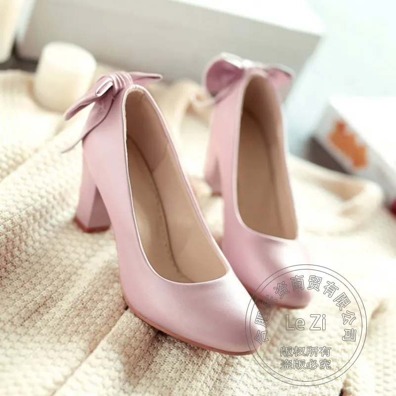 

College Style Round Toe Platform Thick Womens Shoes Heels Sweet Chunky Heel High Fashion Designer Brands 2014 New Women Korean