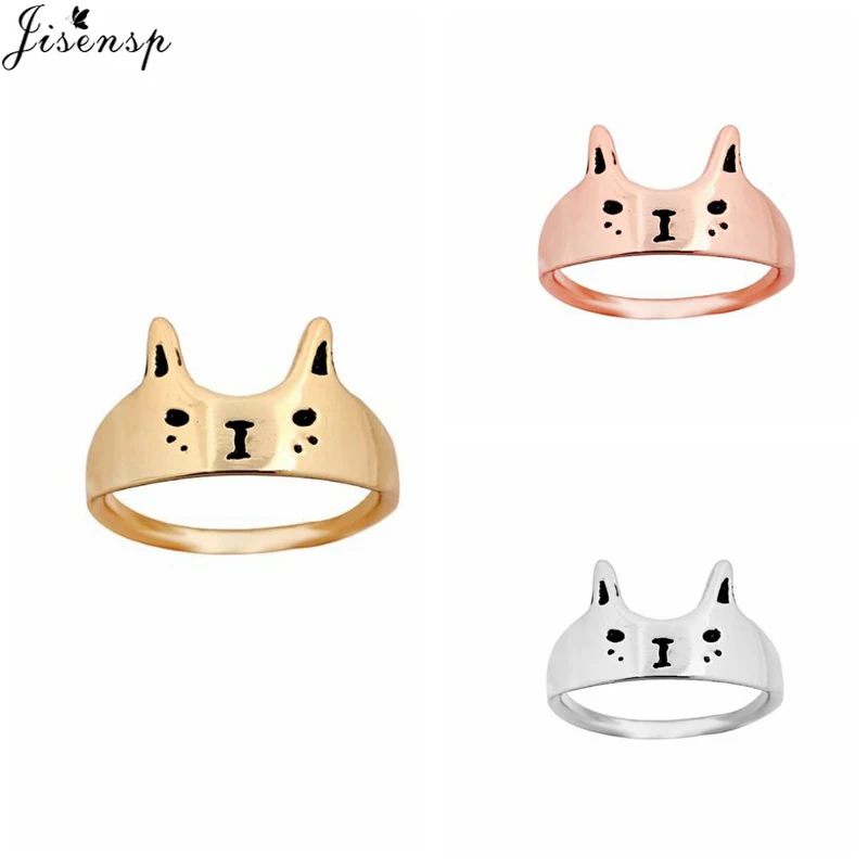 

Jisensp Rose Gold Color Kitty Cat Shape Wedding Engagement Finger Ring for Women Fashion Animal Ring Anel Anillos Wholesale