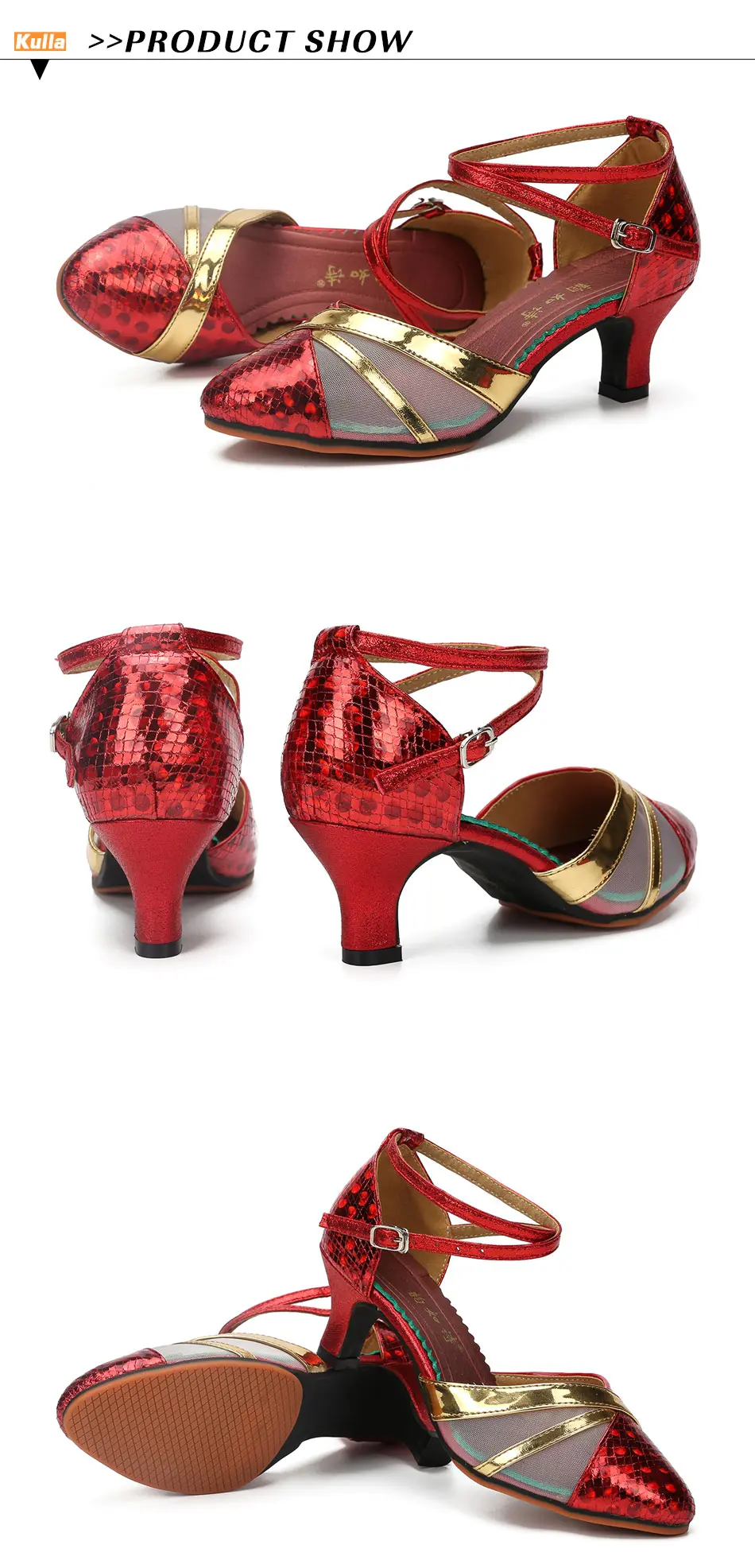 Танцевальная обувь для сальсы, женская обувь красного, золотого, коричневого цвета с закрытым носком для бальных танцев, латинских танцев