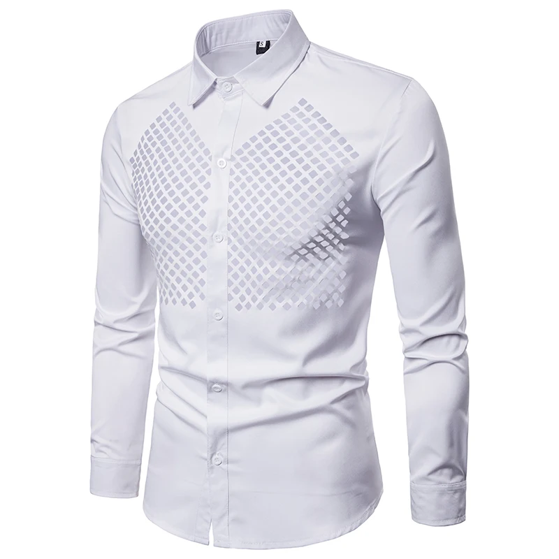 Solid Chest Hollow Grenadine Design Male Long Sleeve Shirt Men Turn-down collar Breathable  Shirt Bar Hairstylist Fashions