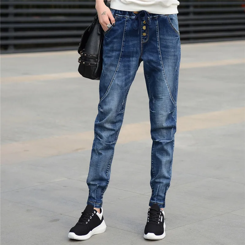 Boyfriend Jeans Women Harem Pants Trouser Casual Plus Size Loose Denim Jeans Streetwear Ladies Vintage Washed Jeans Mujer Q210