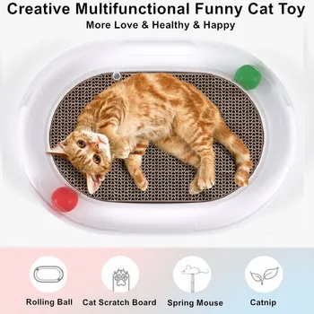 

Multi-Functional Pet Cat Interactive Catnip Ball Toy Cat Play Catch Chew Mouse Scratch Board Toy Pet Cat Sleep Training Toy Gift