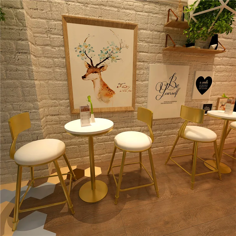 Луи Мода нордическая столовая высокая нога обсуждения твердой древесины небольшой круглый стол молочный чай магазин