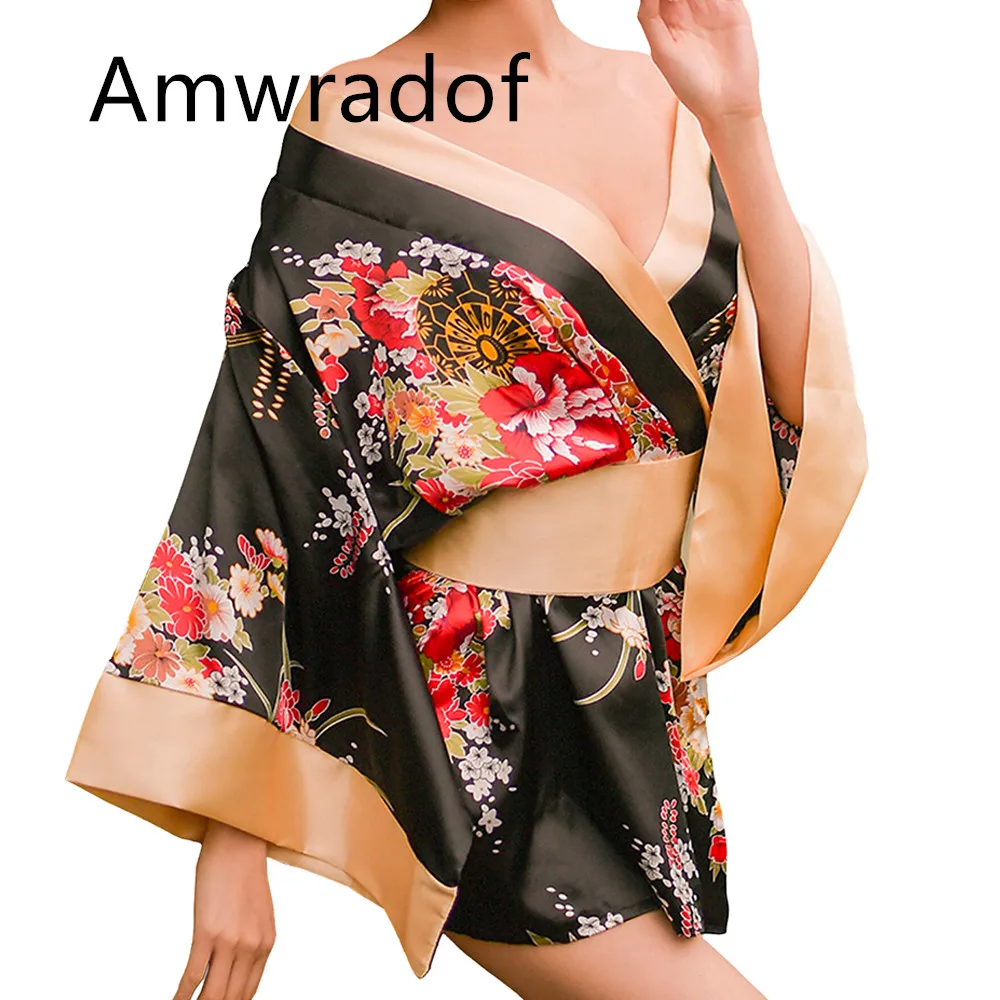 

Sexy Nightgowns Japanese Sakura Traditional Kimono Floral Robe for Woman