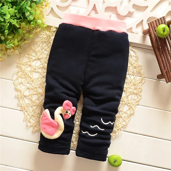 Free shipping Swan Autumn and Winter baby girl thick leggings pants