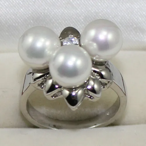 beautiful Shipping 3 white shell pearl silver plated Elegent Ring(#6.7.8) | Украшения и аксессуары