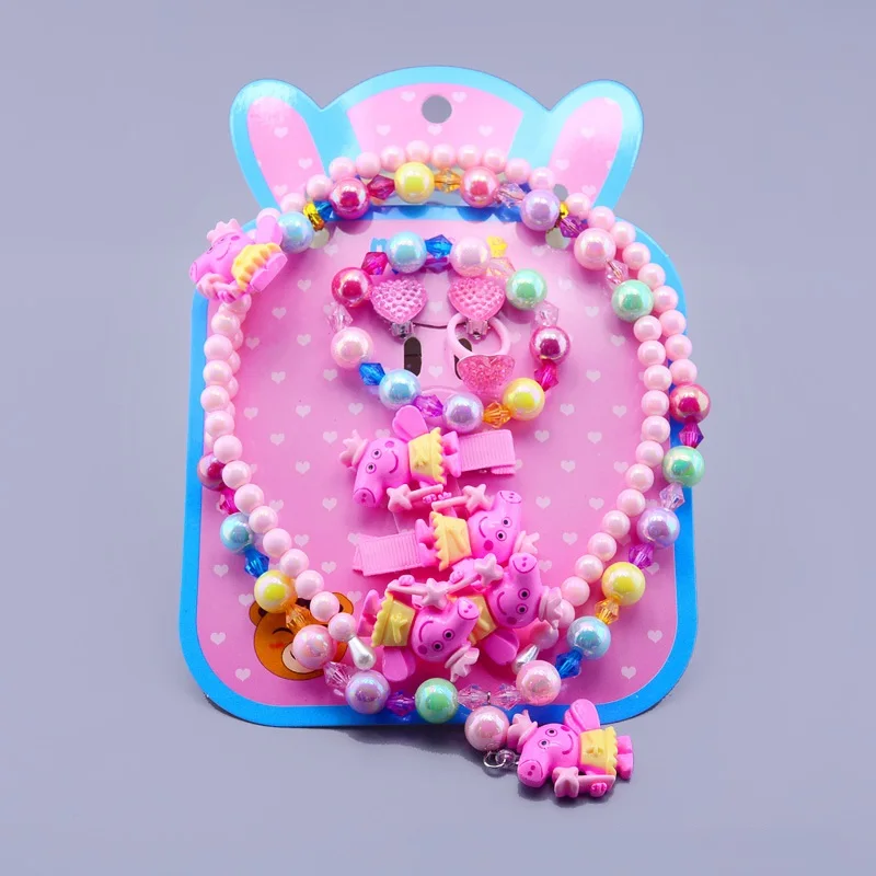 10 шт./лот ювелирное изделие принцессы Pepe Pig Hello Kitty колье браслет кольцо головной