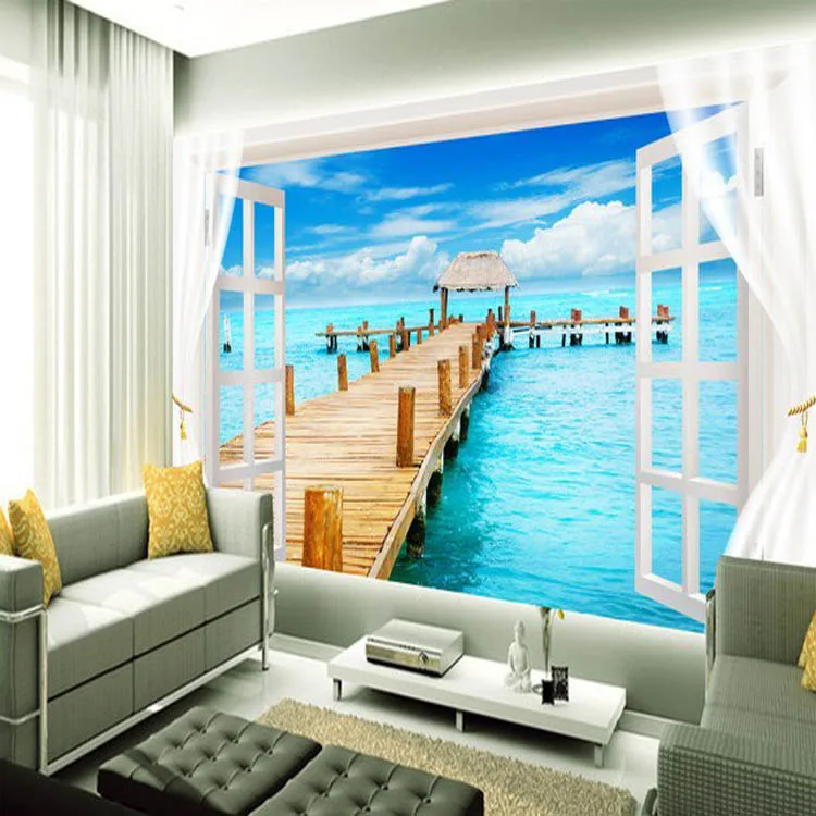 Top Quality Best Ing Blue Sea View Wallpaper Living Room Walls Top Quality Best Ing Blue Sea View Wallpaper Living Room Walls Decor Hd Design Self Adhesive Vinyl Custom In Wallpapers From Home Improvement