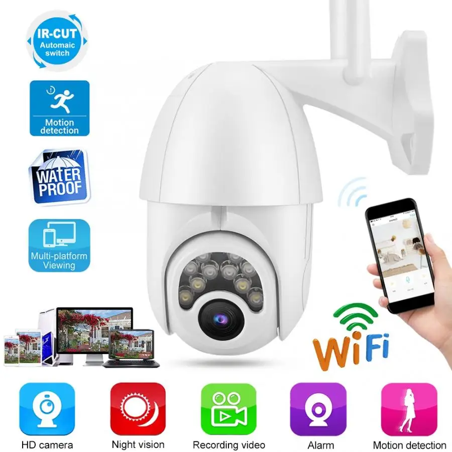 

IP Camera 100-240V 1080P HD Outdoor WiFi IR Waterproof Dual Light Security IP Camera 2019