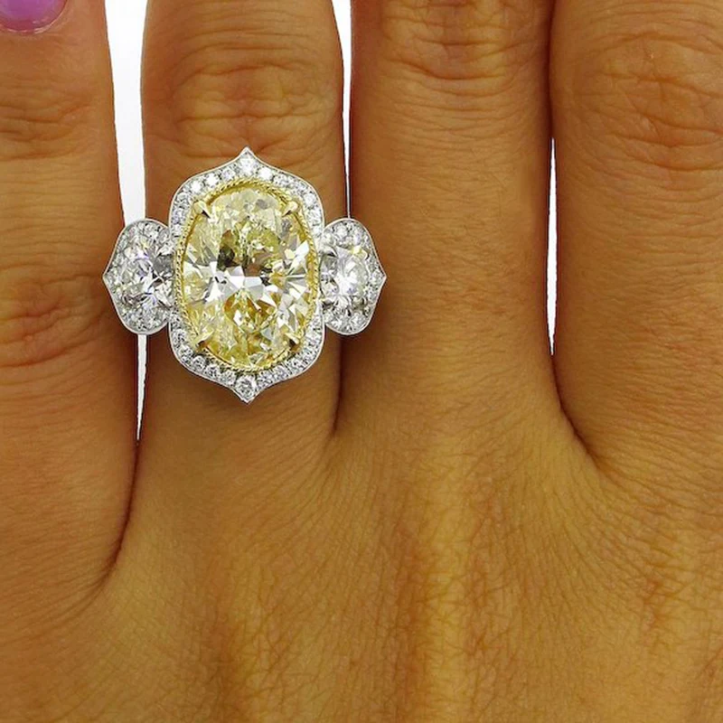 Большой желтый циркон, камень, кольца для женщин, роскошные ювелирные изделия, кристалл, обручальное кольцо, Femme, ювелирные изделия кольца, Mujer Z4M032