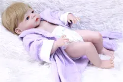 Полный силиконовые Средства ухода за кожей Reborn Baby Куклы 22 дюймов новая мода 55 см реалистичные девушка кукла с фиолетовым batherobes bonecas
