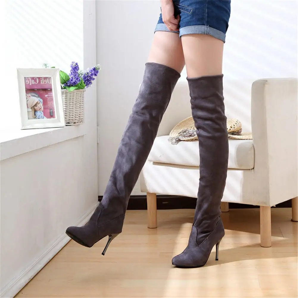 Frauen Schuhe AnpassungsfäHig Sarairis 2018 Großhandel Große Größe 43 Sexy Frauen Partei Stiefel Schuhe Thin High Heels Über Das Knie Stiefel Schuhe Frau Jade Weiß Schuhe