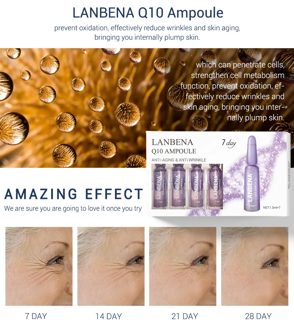 

7 Pcs/Box Facial Skin care Ampoules Anti Wrinkle Aging Serum Essence Hyaluronic Acid Firming Hydrating Smooth Skin Serum TSLM1