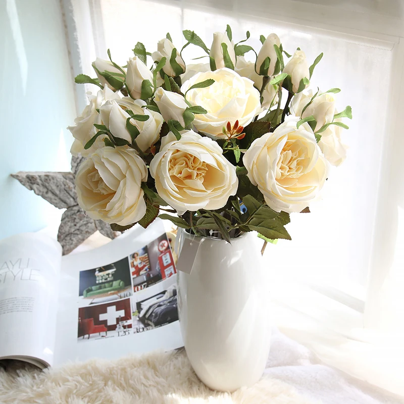 YO CHO Свадебный букет подружки невесты Роза из искусственного шелка Цветы DIY свадебный букет принадлежности для дома и офиса вечерние украшения для цветов