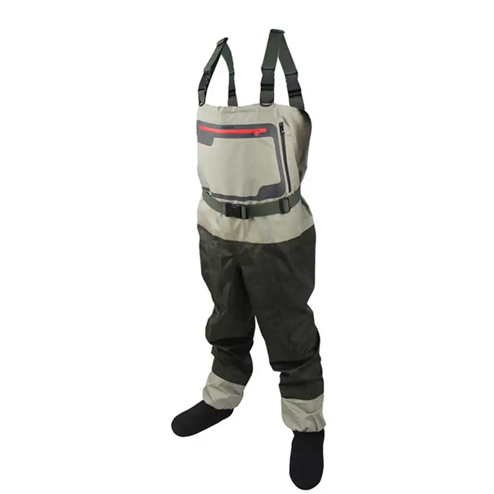 

Outdoor Fly Fishing Stocking Foot waterproof and breathable trousers Overalls chest waders with one buckle accidently rope kits