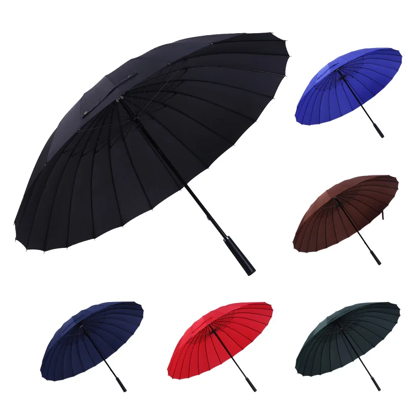 

Men's business umbrella 24 bones Increase 2-3 people use umbrella Reinforce Windproof waterproof Straight umbrella custom made